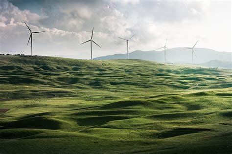 Wind Turbine Surrounded By Grass Hd Wallpaper Peakpx