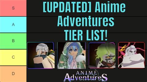 OUTDATED The ULTIMATE Anime Adventures TIER LIST YouTube