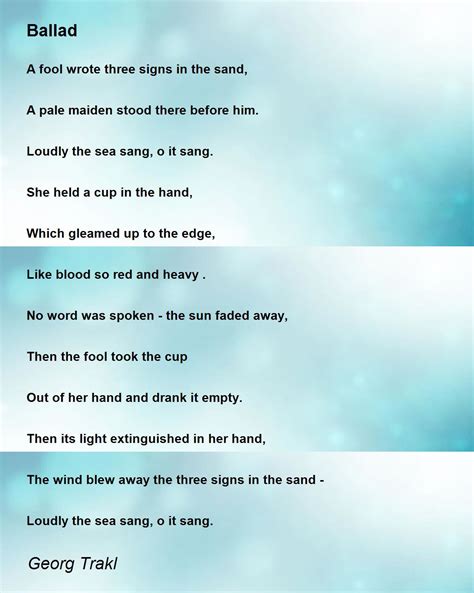 Ballad By Georg Trakl Ballad Poem