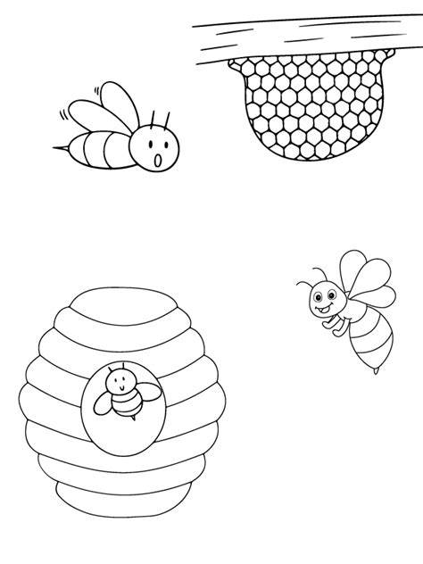 Beehive And Honey Bees Coloring Page Free Printable Coloring Pages