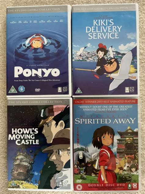 STUDIO GHIBLI DVD Bundle Ponyo Spirited Away Kiki Howls Moving