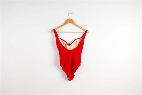 Vintage One Piece Swimsuit Red Retro One Piece Swimwe Gem