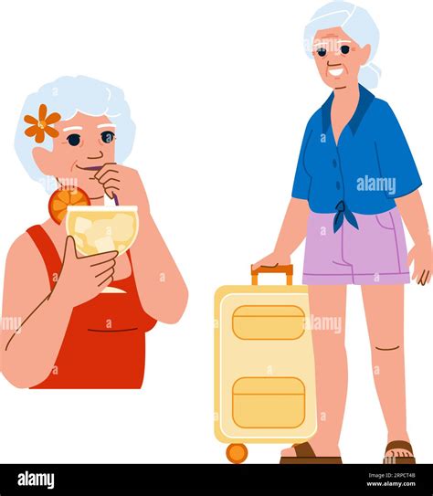 Female Senior Woman Vacation Vector Stock Vector Image And Art Alamy