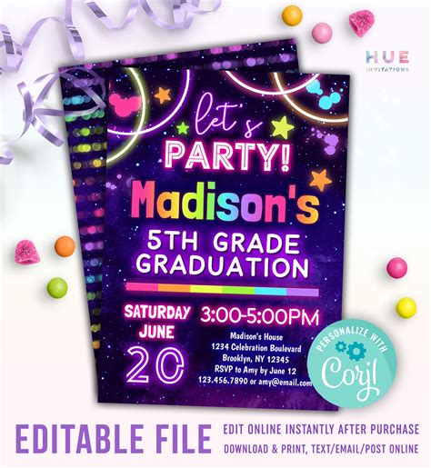 Editable 5th Grade Graduation Party Invitation Instant - Etsy