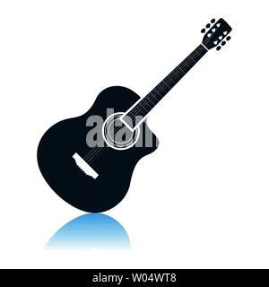 Icono de la guitarra acústica Diseño reflejo de sombra Ilustración