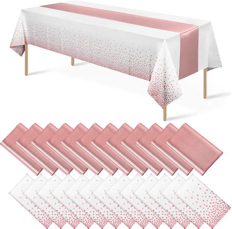 Amazon Mashan Pack White And Rose Gold Tablecloth Set