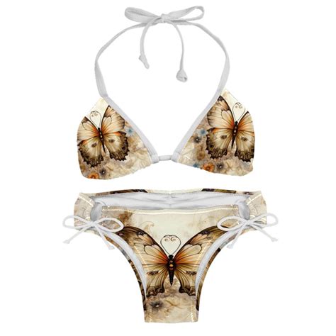 Butterfly Fission Diagram Swim Suit Women Bikini Set Detachable Sponge Adjustable Strap Two