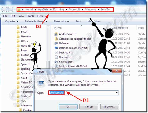 send  feature  run programs  send   windows