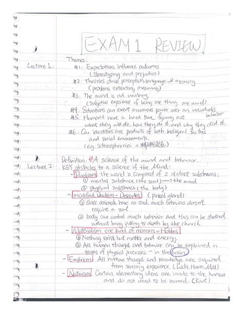 EXAM1 Study Notes For Exam 1 PSYC 1010 Studocu