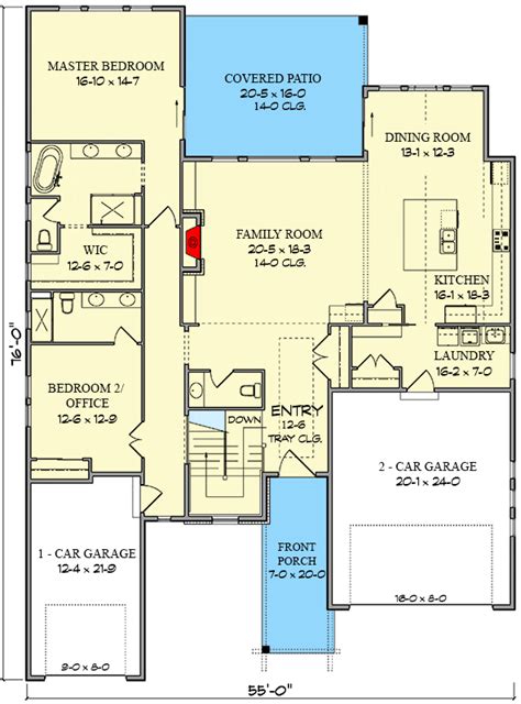 Square Foot Transitional House Plan With Flex Room Casita Floor