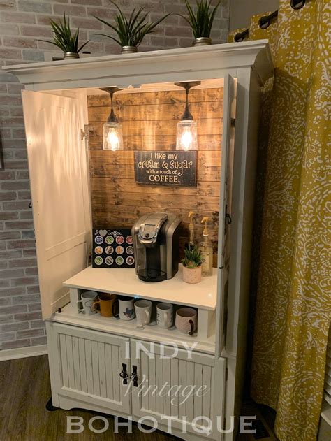 Sold Custom Armoire Coffee Bar Coffee Station Beverage Station