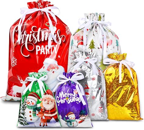 Sacs Cadeau De Noel Avec Cordon Sachet Cadeaux Emballage Cadeau