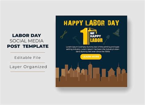 Premium Vector Happy Labor Day Social Media Post Template