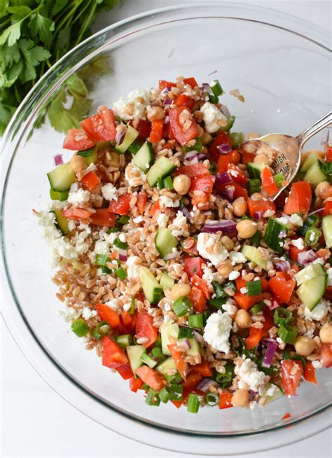 Mediterranean Farro Salad Image 2 A Cedar Spoon