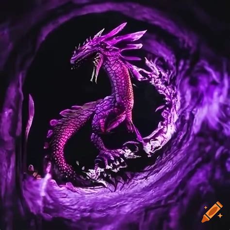 Digital Art Of A Purple Dragon Breathing Black Flames On Craiyon