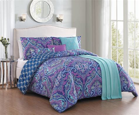 Cantara 7pc Comforter Set W Throw Queen Purple