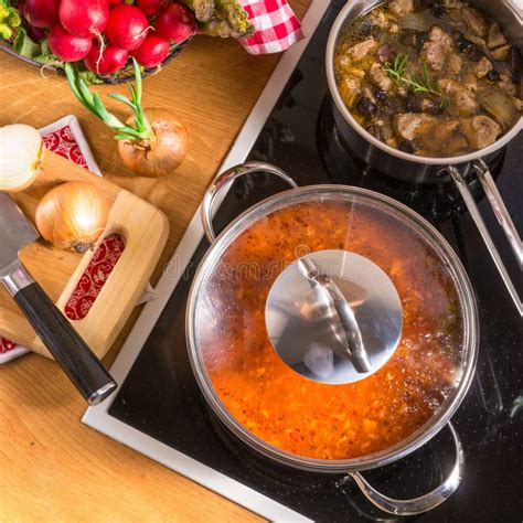 Cooking Pots On The Stove Stock Image Image Of Empty