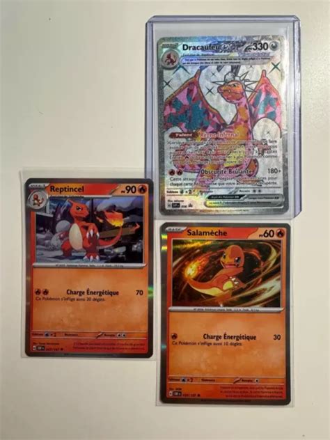 Lot Cartes Pok Mon Dracaufeu Ex Svp Reptincel Salameche