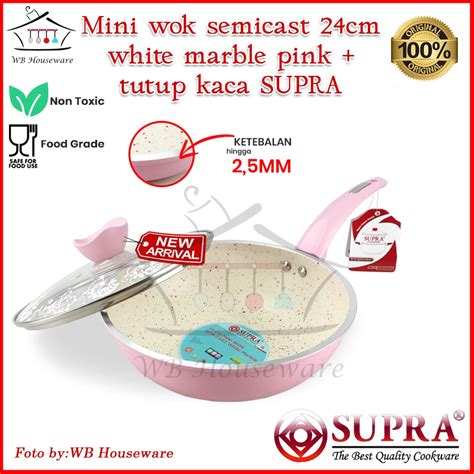 Jual Panci SUPRA Seri White Marble Pastel Pink Wajan Panggangan Wok