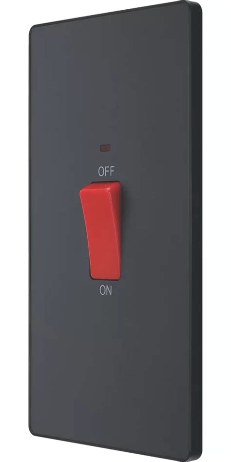 British General Evolve 45a 2 Gang 2 Pole Cooker Switch Grey With Led With Black Inserts Screwfix