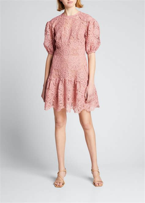 Buy Jonathan Simkhai Giada Guipure Lace Puff Sleeve Dress Rose At