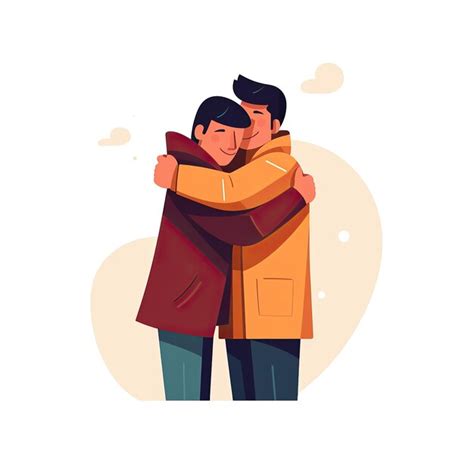 Premium Photo People Hugging Flat Illustration Vector