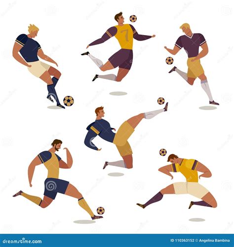 Football Soccer Player Set Of Isolated Faceless Human Characters Of