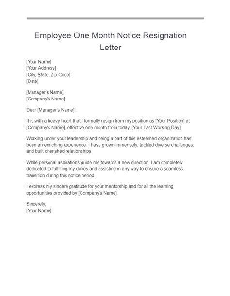 One Month Resignation Letter 17 Examples PDF Tips