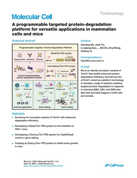 Pdf A Programmable Targeted Protein Degradation Platform For