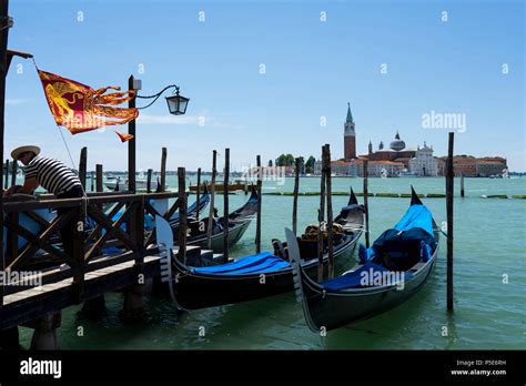 San Giorgio Maggiore And Gondolas Stock Photo Alamy