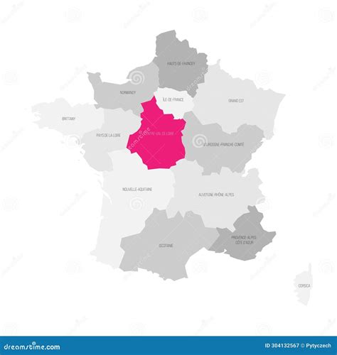 Centre-Val De Loire - Map of Region of France Stock Illustration ...