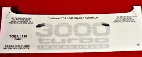 TOYOTA PRADO 95 Series 3000 Turbo Intercooler Decal Dark Decal New