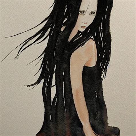 Krea Harry Weisburd Artwork Black Wet Hair Watercolor