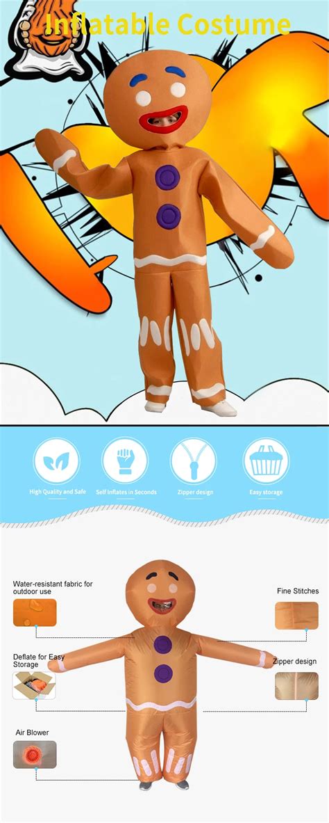 Customized Inflatable Christmas Gingerbread Man Mascot Costume For