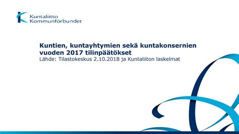 Kuntien Kuntayhtymien Sekä Kuntakonsernien Vuoden 2017 Tilinpäätökset