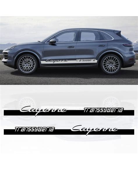 Kit Stickers Autocollants Bandes Bas De Caisse Porsche Cayenne Transsyberia