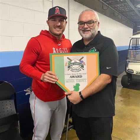 Mike Trout Receives Irish American Baseball Hall Of Fame Award Irish