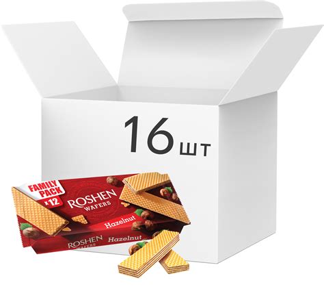 Упаковка вафель Roshen Wafers Орех 216 г х 16 шт (4823077625626 ...
