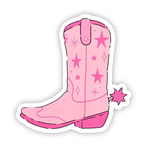 Pink Cowboy Boot Sticker In 2024 Pink Cowboy Boots Preppy Stickers