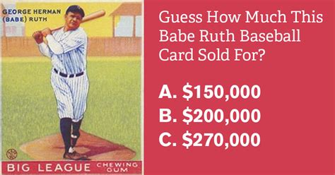 Guess How Much This Babe Ruth Baseball Card Sold For Doyouremember