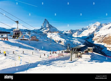 Ski resorts overlooking Matterhorn and ski lift Stock Photo - Alamy