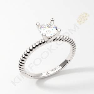 Cincin Solitaire Berlian Emas Putih Twist Spiral Erza Kimfook