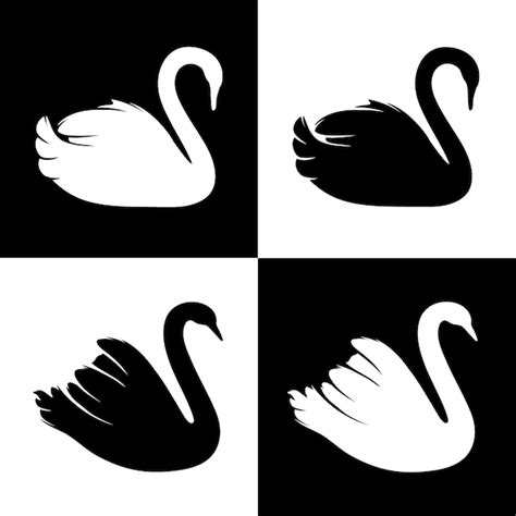 Silueta De Cisne Vector Gratis