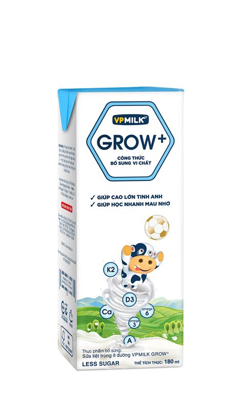 Sữa tiệt trùng VPMILK GROW + Ít đường – Less sugar, 180 ml | iCheck.vn