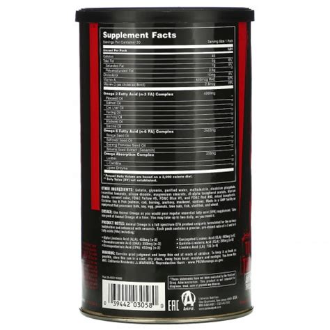 Universal Nutrition Animal Omega - 30 пакетиков купить недорого, цена ...