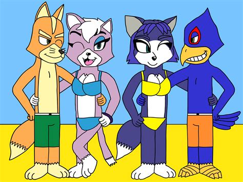 Fox X Katt And Falco X Krystal In The Beach By Ameth18 On Newgrounds