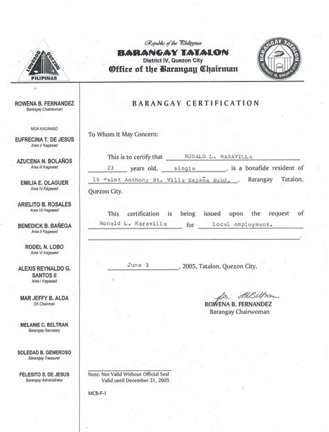 Barangay Certificate And Barangay Clearance Editable Fillable Images