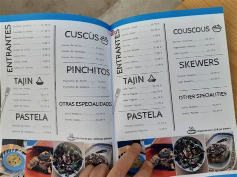 Carta de Cafetería Restaurante Perla Azul Córdoba