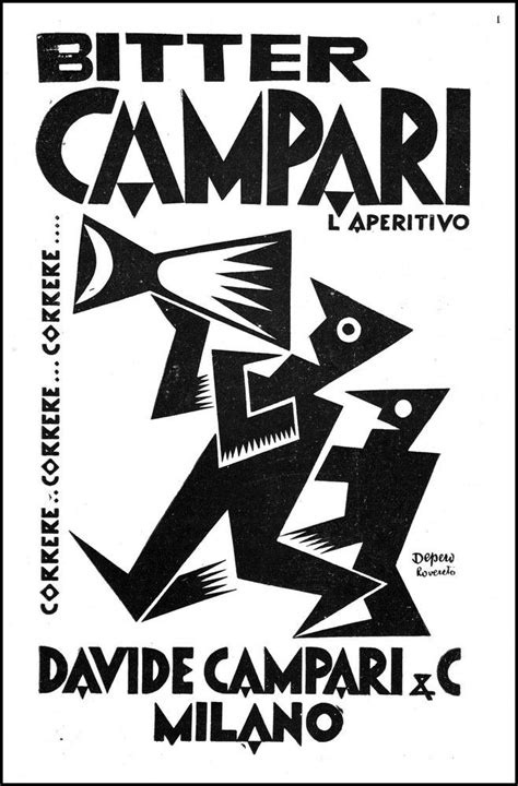 Pubblicita 1927 Bitter Campari Fortunato Depero Rovereto Futurismo Correre Pubblicità Poster