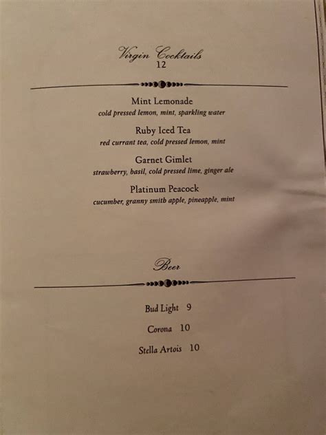 Menu at Beauty & Essex pub & bar, Las Vegas